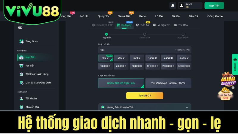 Hệ thống giao dịch VIVU88