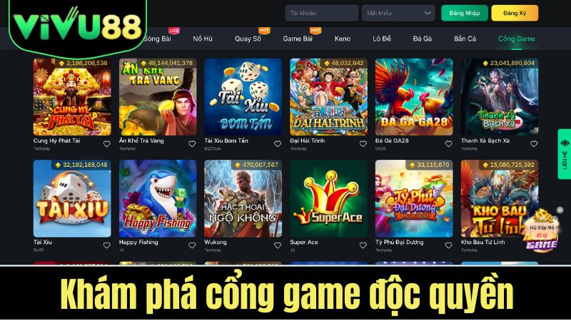 cổng game độc quyền VIVU88