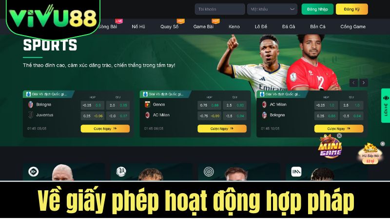 giấy phép hoạt động VIVU88