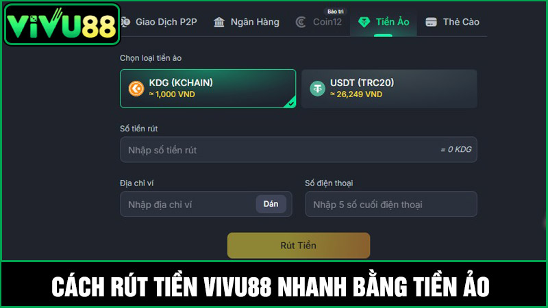 Các bước  rút tiền Vivu88