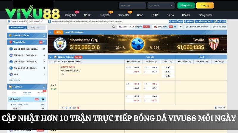 cập nhật trực tiếp bóng đá Vivu88